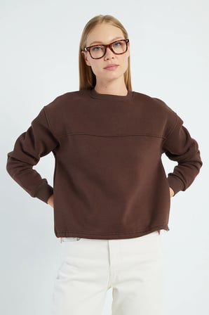 3 İplik Stoperli Oversize Sweatshirt