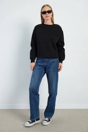 3 İplik Stoperli Oversize Sweatshirt
