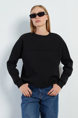 3 İplik Stoperli Oversize Sweatshirt