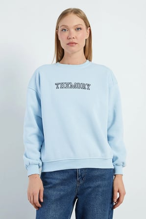 3 İplik TheMory Nakışlı Oversize Sweatshirt