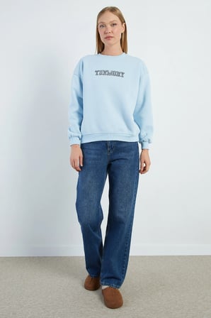 3 İplik TheMory Nakışlı Oversize Sweatshirt