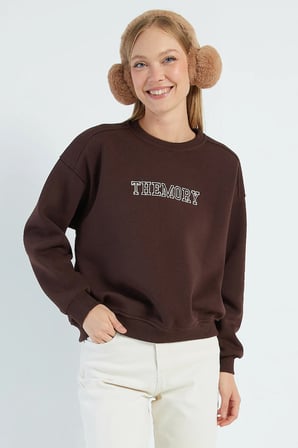 3 İplik TheMory Nakışlı Oversize Sweatshirt