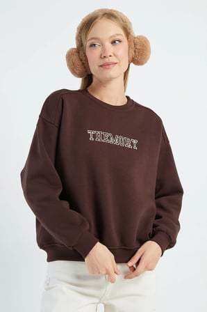 3 İplik TheMory Nakışlı Oversize Sweatshirt