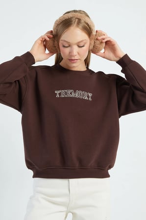 3 İplik TheMory Nakışlı Oversize Sweatshirt