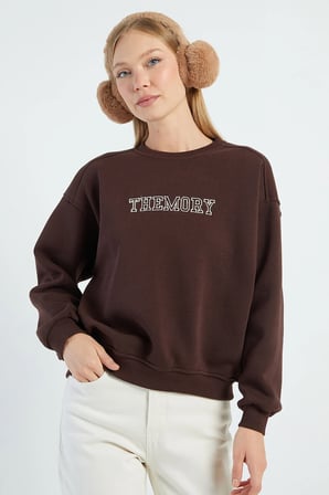 3 İplik TheMory Nakışlı Oversize Sweatshirt
