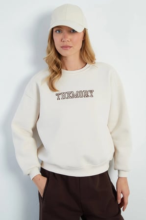 3 İplik TheMory Nakışlı Oversize Sweatshirt