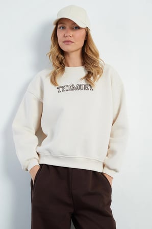 3 İplik TheMory Nakışlı Oversize Sweatshirt