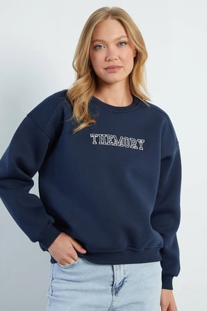 3 İplik TheMory Nakışlı Oversize Sweatshirt