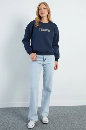 3 İplik TheMory Nakışlı Oversize Sweatshirt