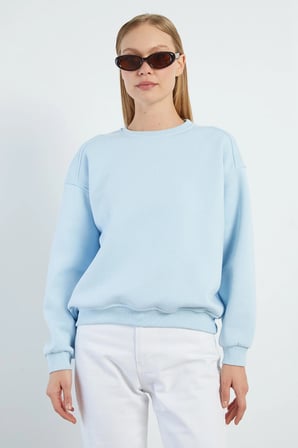 3 İplik Basic Bisiklet Yaka Oversize Sweatshirt