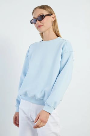 3 İplik Basic Bisiklet Yaka Oversize Sweatshirt