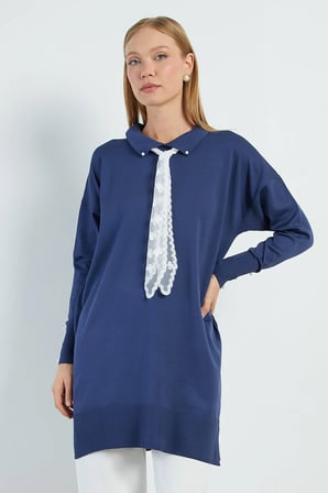 Fullamodest Dantel Fularlı Triko Tunik