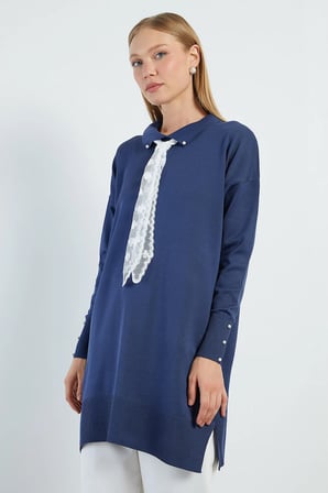 Fullamodest Dantel Fularlı Triko Tunik