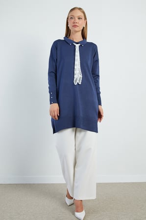 Fullamodest Dantel Fularlı Triko Tunik