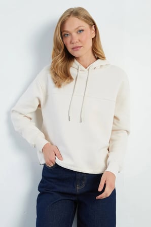 3 İplik Stoperli Kapüşonlu Oversize Sweatshirt
