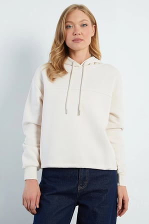 3 İplik Stoperli Kapüşonlu Oversize Sweatshirt