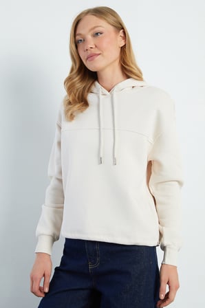 3 İplik Stoperli Kapüşonlu Oversize Sweatshirt
