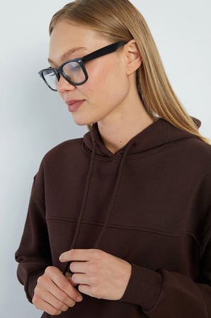 3 İplik Stoperli Kapüşonlu Oversize Sweatshirt