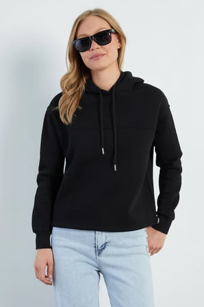 3 İplik Stoperli Kapüşonlu Oversize Sweatshirt