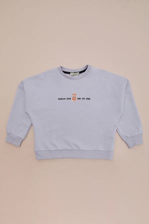 Ayıcık Baskılı Oversize Kız Çocuk Sweatshirt