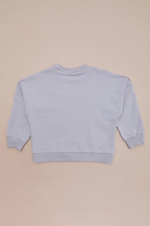 Ayıcık Baskılı Oversize Kız Çocuk Sweatshirt