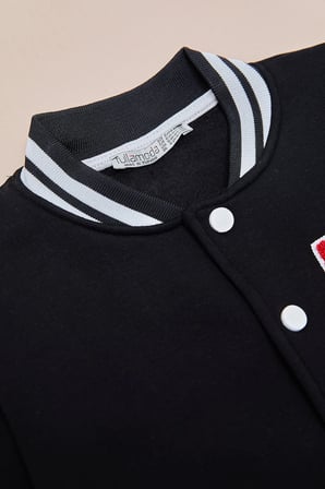Nakışlı Dik Yaka Kolej Unisex Çocuk Ceket