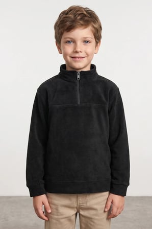 Yarım Fermuarlı Polar Erkek Çocuk Sweatshirt