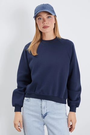 3 İplik Basic Bisiklet Yaka Oversize Sweatshirt