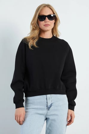 3 İplik Basic Bisiklet Yaka Oversize Sweatshirt