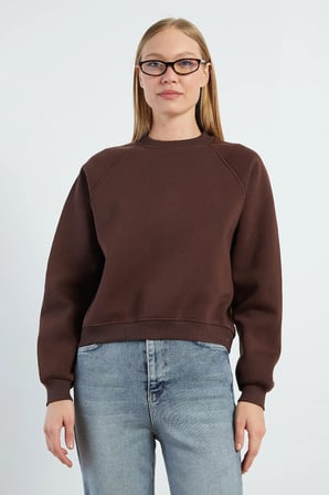 3 İplik Basic Bisiklet Yaka Oversize Sweatshirt