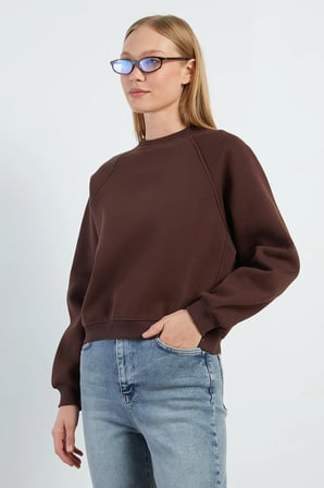 3 İplik Basic Bisiklet Yaka Oversize Sweatshirt
