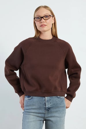 3 İplik Basic Bisiklet Yaka Oversize Sweatshirt
