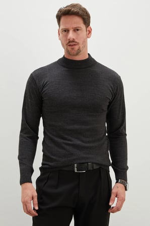 Basic Dik Yaka Regular Fit Triko Kazak