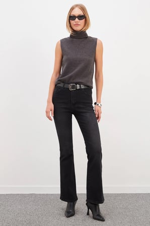 Yüksek Bel Flare Jean