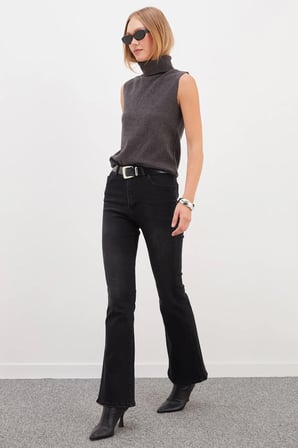 Yüksek Bel Flare Jean