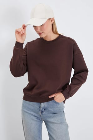 3 İplik Basic Bisiklet Yaka Oversize Sweatshirt