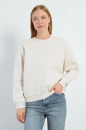 3 İplik Basic Bisiklet Yaka Oversize Sweatshirt