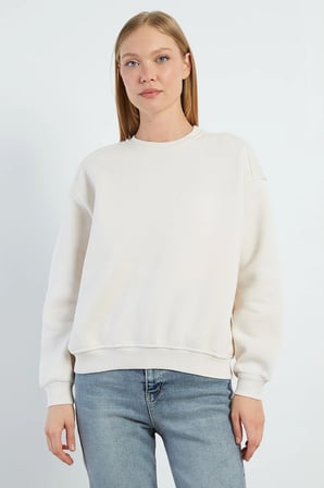 3 İplik Basic Bisiklet Yaka Oversize Sweatshirt