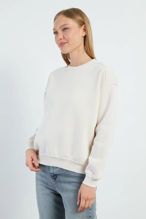 3 İplik Basic Bisiklet Yaka Oversize Sweatshirt