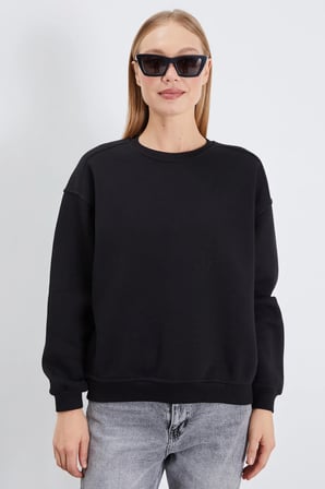 3 İplik Basic Bisiklet Yaka Oversize Sweatshirt