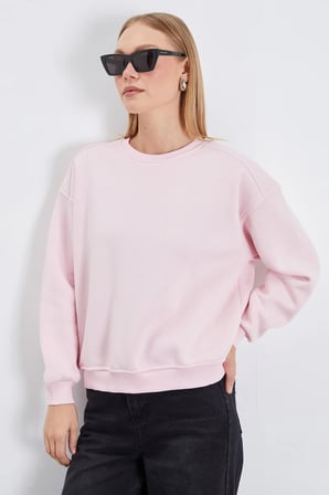 3 İplik Basic Bisiklet Yaka Oversize Sweatshirt