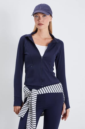 Parmak Geçirmeli Dalgıç Kumaş Slim Fit Ceket