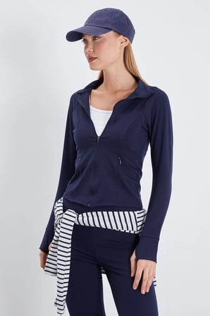Parmak Geçirmeli Dalgıç Kumaş Slim Fit Ceket