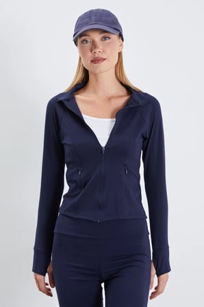 Parmak Geçirmeli Dalgıç Kumaş Slim Fit Ceket