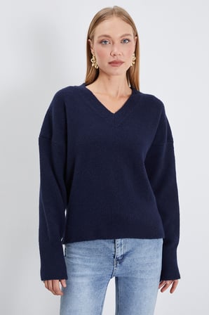 Basic V Yaka Oversize Triko Kazak