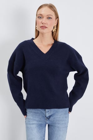Basic V Yaka Oversize Triko Kazak