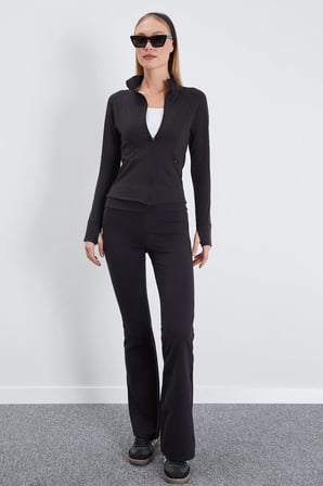 Parmak Geçirmeli Dalgıç Kumaş Slim Fit Ceket
