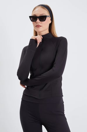 Parmak Geçirmeli Dalgıç Kumaş Slim Fit Ceket
