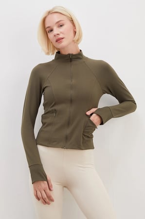 Parmak Geçirmeli Dalgıç Kumaş Slim Fit Ceket