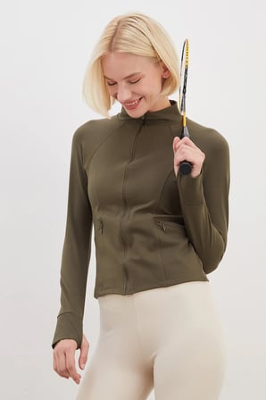 Parmak Geçirmeli Dalgıç Kumaş Slim Fit Ceket